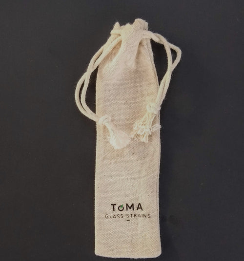 ToMA 5-Pack of  Natural Jute Drawstring Glass Straw Bags with ToMA Logo