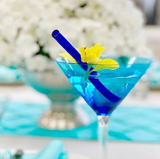 Glass Straws in Cobalt Blue